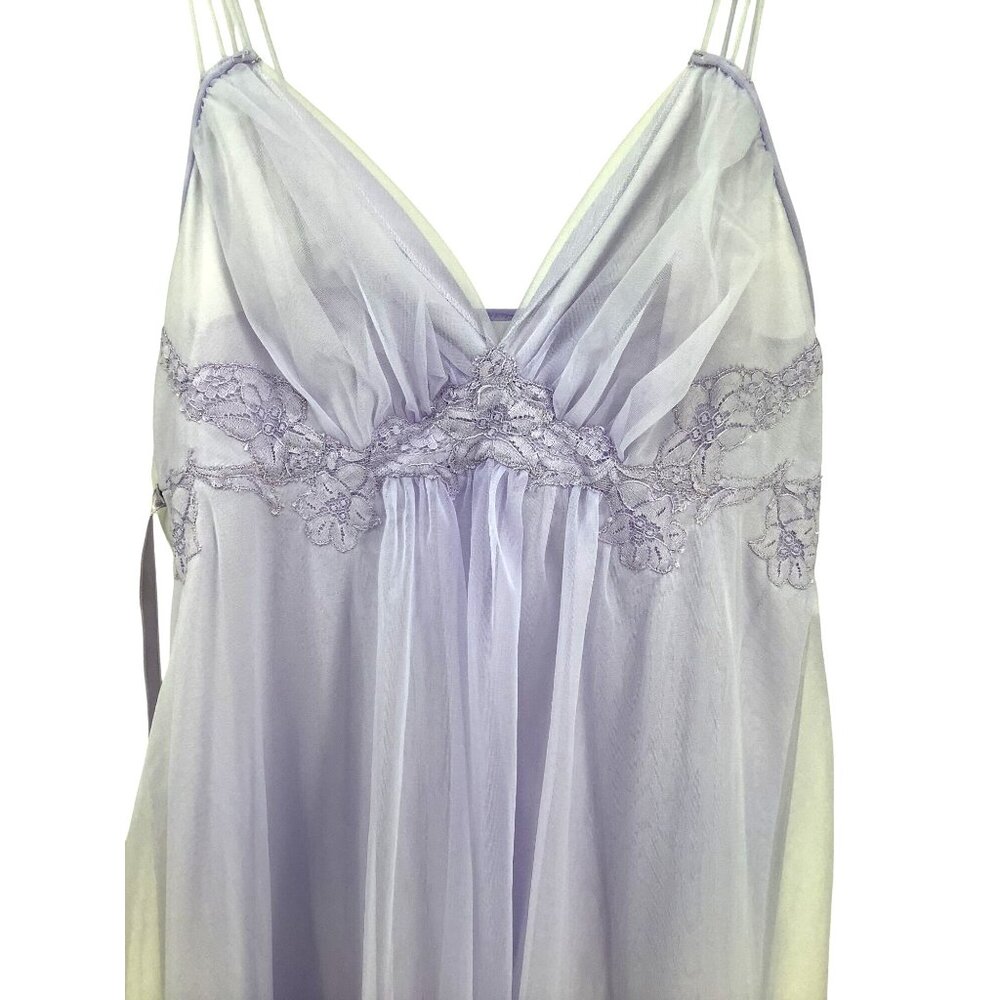 Vintage 90s Y2K Slip Dress Lingerie Satin Lace Purple Warners Intimates Medium M - Picture 5 of 8